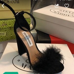 Steven Madden black fur heels